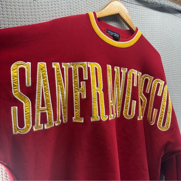 Vtg San Francisco Red Yellow Colorway Sweatshirt Men XXL Embroidered Big Letters - Picture 5 of 9